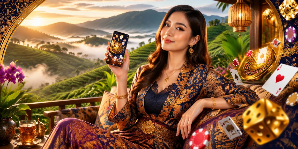 Skrin utama aplikasi kasino jk88 dengan motif batik Malaysia menunjukkan kategori permainan